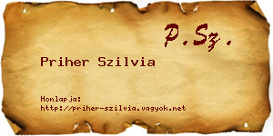 Priher Szilvia névjegykártya